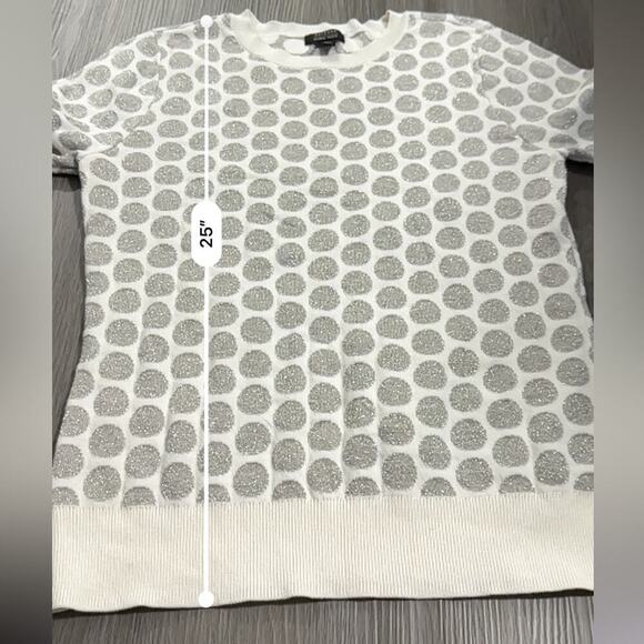 Halogen x Atlantic Specific White & Silver Glitter Long Sleeve Sweater Size M - Picture 10 of 10